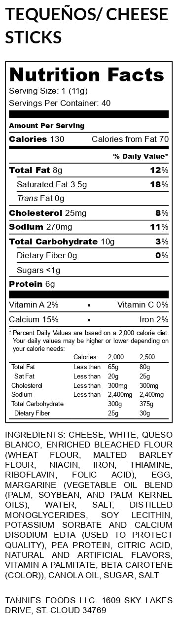 TEQUEÑOS PREMIUM / CHEESE STICKS 20 UDS.